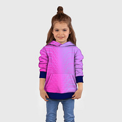 Толстовка-худи детская Розовые градиентные линии, цвет: 3D-синий — фото 2