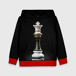 Толстовка-худи детская Белый король - шахматы, цвет: 3D-красный