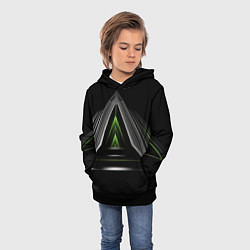 Толстовка-худи детская Black green abstract nvidia style, цвет: 3D-черный — фото 2