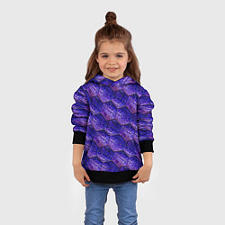 Толстовка-худи детская Сине-фиолетовая стеклянная мозаика, цвет: 3D-черный — фото 2