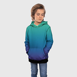 Толстовка-худи детская Градиент зелёно-фиолетовый, цвет: 3D-черный — фото 2