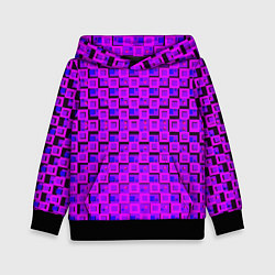 Толстовка-худи детская Фиолетовые квадраты на чёрном фоне, цвет: 3D-черный