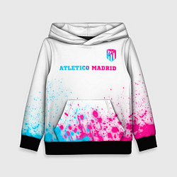 Толстовка-худи детская Atletico Madrid neon gradient style посередине, цвет: 3D-черный