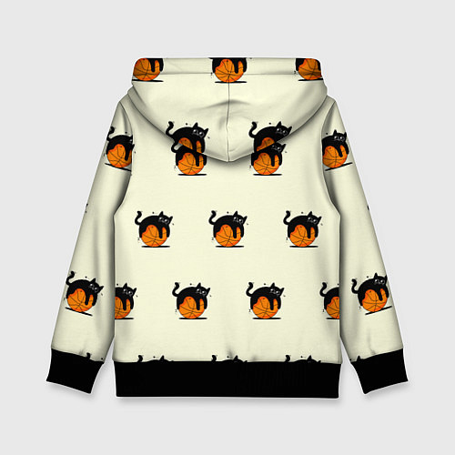 Детская толстовка Черный котик на баскетбольном мяче узор / 3D-Черный – фото 2