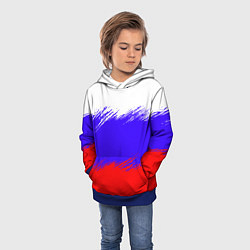 Толстовка-худи детская Триколор штрихи, цвет: 3D-синий — фото 2