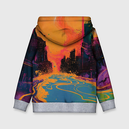 Детская толстовка Абстрактная городская улица со зданиями и река / 3D-Меланж – фото 2