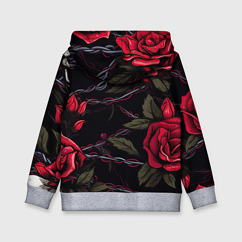 Детская толстовка Череп и красные розы / 3D-Меланж – фото 2