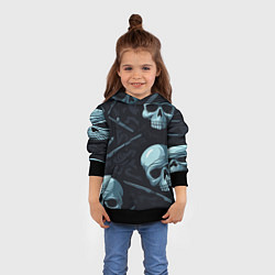 Толстовка-худи детская Черепа и ножи, цвет: 3D-черный — фото 2