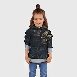 Толстовка-худи детская Черепа в листьях, цвет: 3D-меланж — фото 2