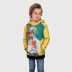 Толстовка-худи детская Абстракция ретро стиль, цвет: 3D-черный — фото 2
