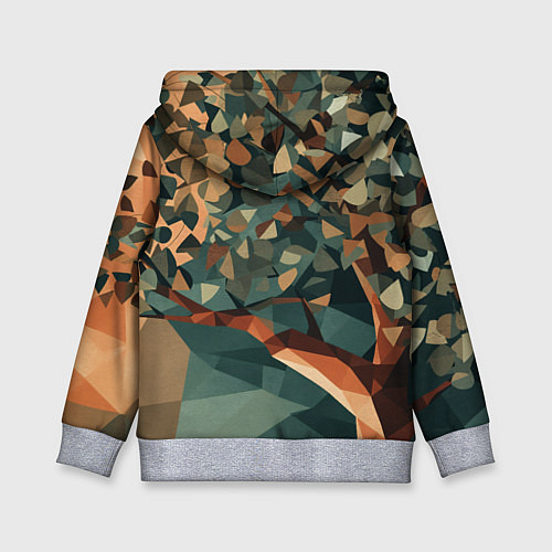 Детская толстовка Полигональное дерево с зелеными листьями / 3D-Меланж – фото 2
