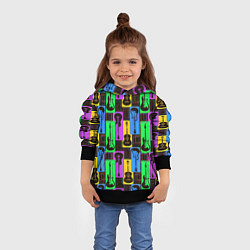 Толстовка-худи детская Красочные гитары, цвет: 3D-черный — фото 2