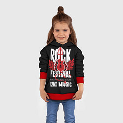 Толстовка-худи детская Rock festival - live music, цвет: 3D-красный — фото 2