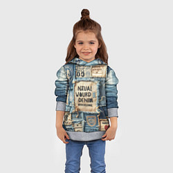 Толстовка-худи детская I love Barcelona - пэчворк, цвет: 3D-меланж — фото 2