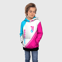 Толстовка-худи детская Juventus neon gradient style вертикально, цвет: 3D-черный — фото 2