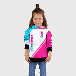 Толстовка-худи детская Juventus neon gradient style вертикально, цвет: 3D-черный — фото 2