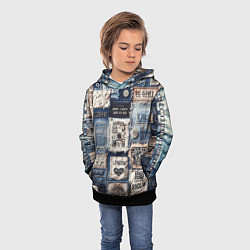 Толстовка-худи детская Пэчворк джинсы из Лондона, цвет: 3D-черный — фото 2