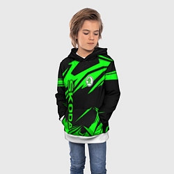 Толстовка-худи детская Skoda - green uniform, цвет: 3D-белый — фото 2
