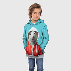 Толстовка-худи детская Крыс в балахоне, цвет: 3D-меланж — фото 2