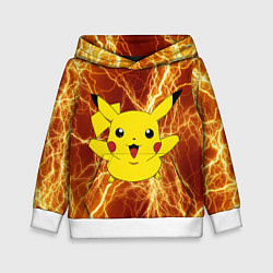 Толстовка-худи детская Pikachu yellow lightning, цвет: 3D-белый