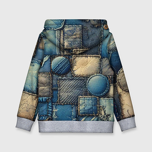 Детская толстовка Denim patchwork - ai art / 3D-Меланж – фото 2