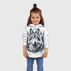 Толстовка-худи детская Волк и природа, цвет: 3D-белый — фото 2