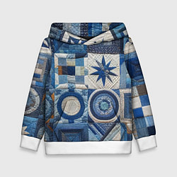 Толстовка-худи детская Denim patchwork - ai art, цвет: 3D-белый