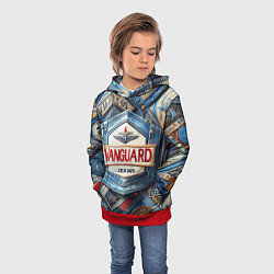 Толстовка-худи детская Vanguard denim patchwork - ai art, цвет: 3D-красный — фото 2