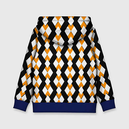 Детская толстовка Жёлтые и белые ромбы на чёрном фоне / 3D-Синий – фото 2