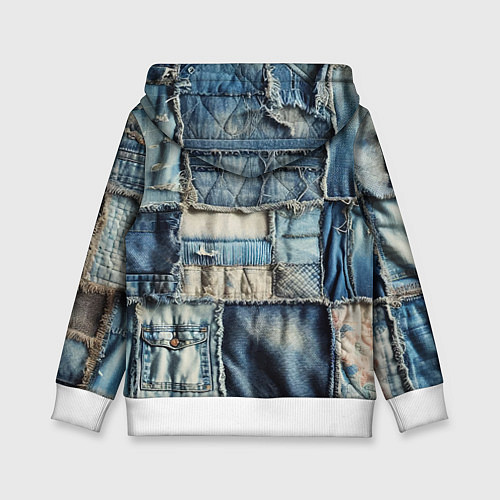 Детская толстовка Patchwork denim - vogue / 3D-Белый – фото 2
