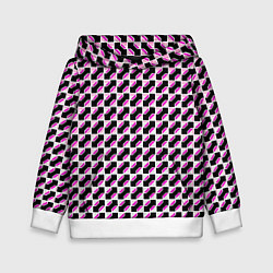 Толстовка-худи детская Чёрно-розовые ячейки, цвет: 3D-белый