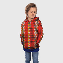 Толстовка-худи детская Красные плитки, цвет: 3D-синий — фото 2