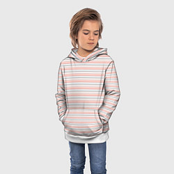 Толстовка-худи детская Светлый персиковый полосатый, цвет: 3D-белый — фото 2