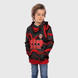 Толстовка-худи детская СССР - red stripes, цвет: 3D-красный — фото 2