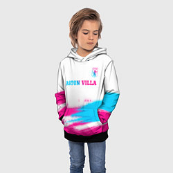 Толстовка-худи детская Aston Villa neon gradient style посередине, цвет: 3D-черный — фото 2