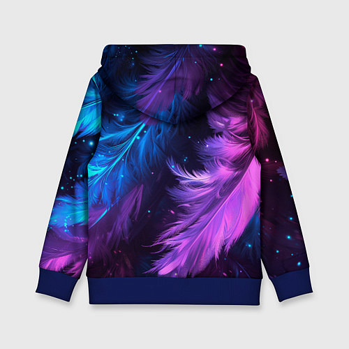 Детская толстовка Искрящиеся перья в розовых и голубых оттенках / 3D-Синий – фото 2