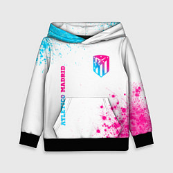 Толстовка-худи детская Atletico Madrid neon gradient style вертикально, цвет: 3D-черный