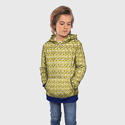 Толстовка-худи детская Белые плюсики на жёлтом фоне, цвет: 3D-синий — фото 2