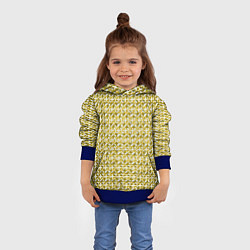 Толстовка-худи детская Белые плюсики на жёлтом фоне, цвет: 3D-синий — фото 2