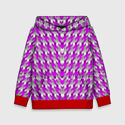Толстовка-худи детская Розово-белый паттерн, цвет: 3D-красный