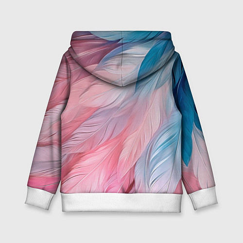 Детская толстовка Пастельно-голубые и розовые перья / 3D-Белый – фото 2