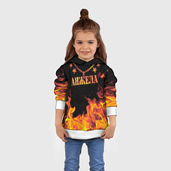 Толстовка-худи детская Анжела - имя в огне, цвет: 3D-белый — фото 2
