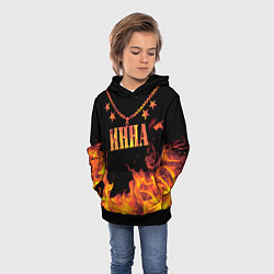 Толстовка-худи детская Инна - имя в огне, цвет: 3D-черный — фото 2