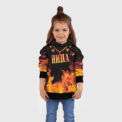 Толстовка-худи детская Нина - имя в огне, цвет: 3D-черный — фото 2