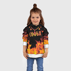 Толстовка-худи детская Софья - имя в огне, цвет: 3D-белый — фото 2