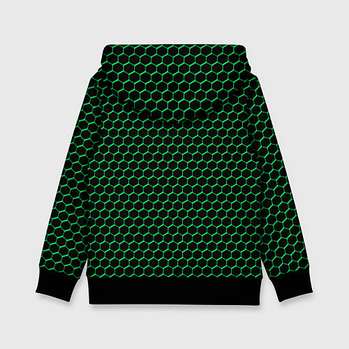 Детская толстовка Чёрно-зелёный паттерн соты / 3D-Черный – фото 2