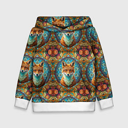 Толстовка-худи детская Лисицы и объемные узоры, цвет: 3D-белый