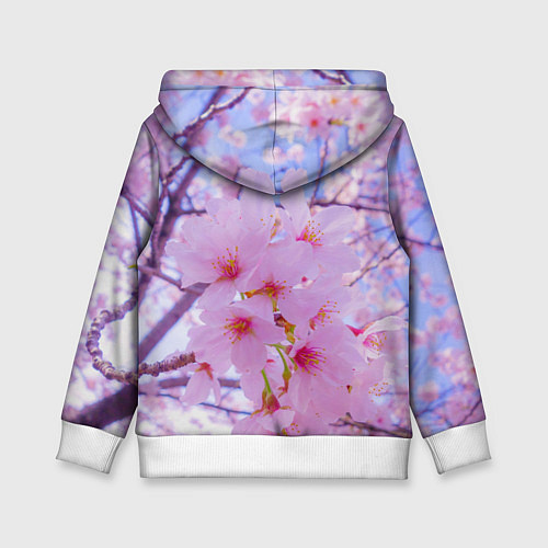 Детская толстовка Цветущая сакура на голубом фоне / 3D-Белый – фото 2