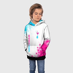 Толстовка-худи детская Tottenham neon gradient style вертикально, цвет: 3D-черный — фото 2