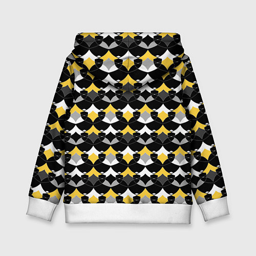 Детская толстовка Желто черный с белым геометрический узор / 3D-Белый – фото 2